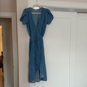 GAP Denim Blue Midi Wrap Dress